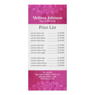 Publicitaria Tarjeta para rack de yoga de Mandala rosa