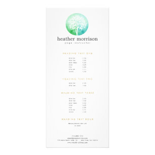 Publicitaria Tarjeta para rack de yoga y bienestar de árbol acu