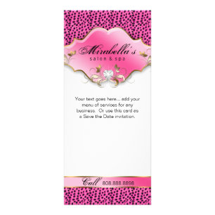 Publicitaria Tarjeta para rack Salón Jewelry Pink Gold Leopard
