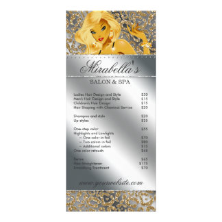 Publicitaria Tarjeta para rack Salon Jewelry Tanning Silver Spa