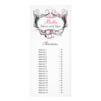 Publicitaria Tarjeta para rack Services rosa, negro y blanco y 