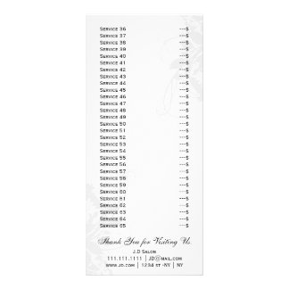 Publicitaria Tarjeta para rack Servicios en blanco y negro de m
