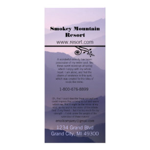 Publicitaria Tarjeta para rack Smokey Mountian Resort