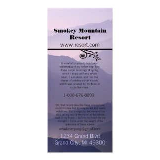 Publicitaria Tarjeta para rack Smokey Mountian Resort