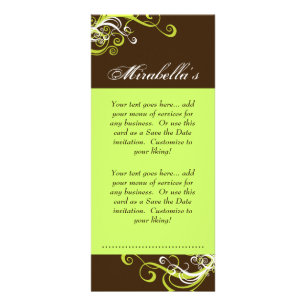 Publicitaria Tarjeta para rack Swirl Salon Spa Lime Green Brown