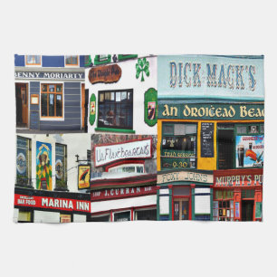 Pubs de Dingle, Collage, Irish, Ireland, toalla de