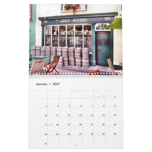Pubs del calendario de Irlanda (Jan 2027)