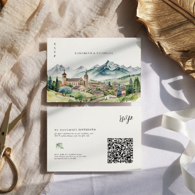 Pueblo de montaña | Código QR RSVP de boda (Subido por el creador)