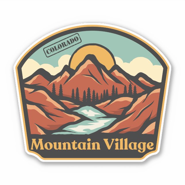 Pueblo de Montaña, Colorado Pegatina (Anverso)