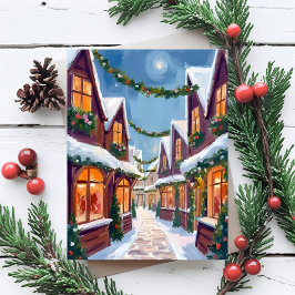 Pueblo de Navidad Acuarela