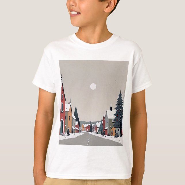 Pueblo de nieve, Navidades - camiseta de KId (Anverso)