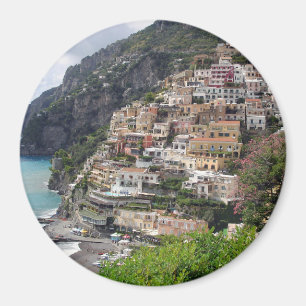 Pueblo de Positano en el imán redondo de la costa