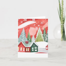 Pueblo Feliz Navidad | Acuarela Rojo Verde