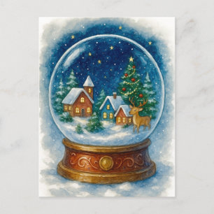 Pueblo navideño por la noche Tarjeta postal de esf