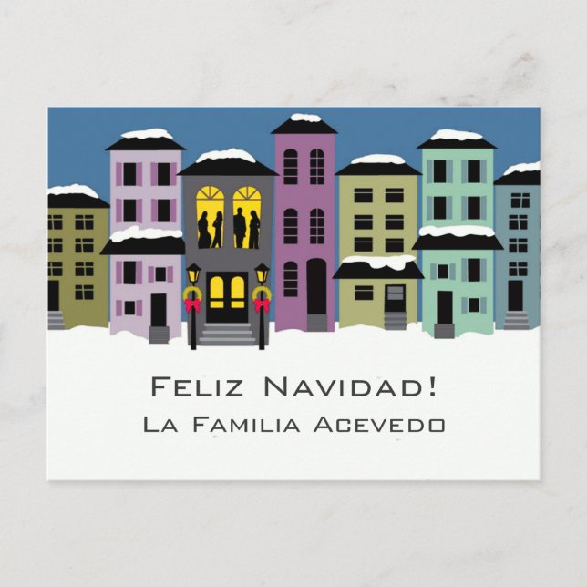 Pueblo Navideño ~ Tarjeta Postal Moderna (Anverso)