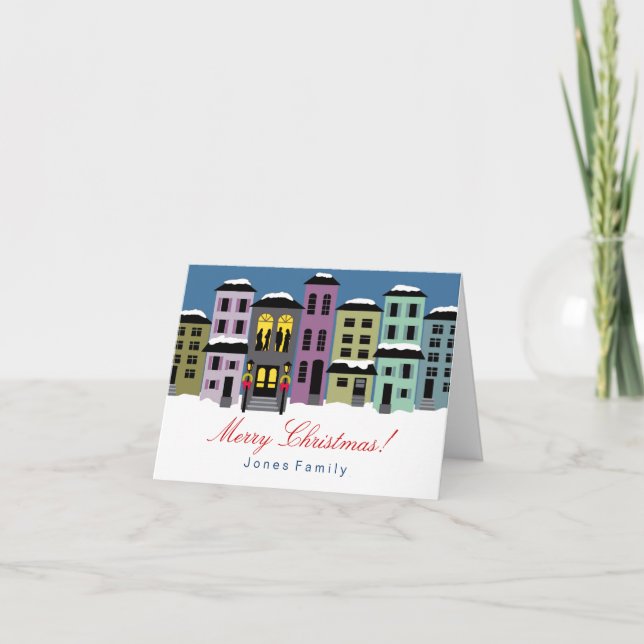 Pueblo Navideño ~ Tarjetas INSERTAR FOTO (Anverso)