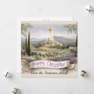 Pueblo Provenzal Vintage Navidad Acuarela
