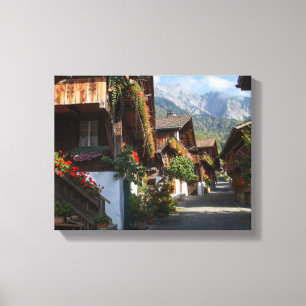Pueblo Suizo Con Impresión De Cuadros De Flores