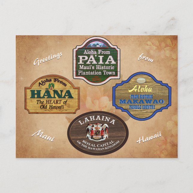 Pueblos de Maui  Tarjeta postal (Anverso)