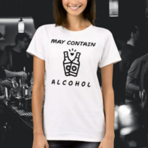 Puede Contener Alcohol Camiseta Divertida – Tipogr