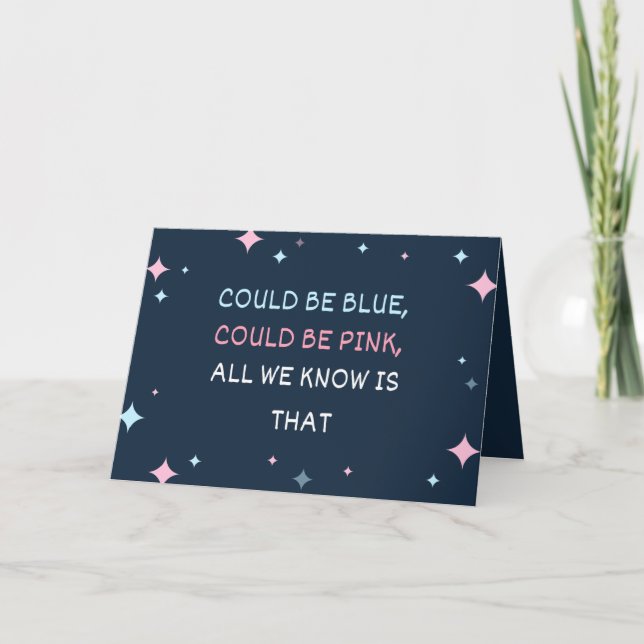 Puede Ser Tarjeta De Invitación Doble Azul O Rosa (Anverso)