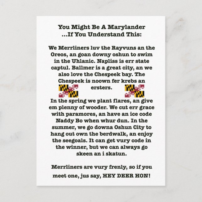 Puede ser una postal de Marylander (Anverso)