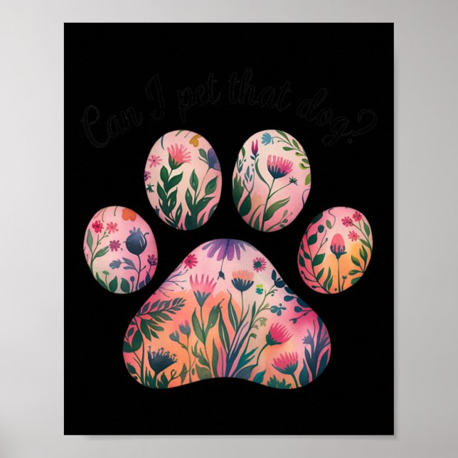 ¿Puedo Mascota La Impresión De Paw Floral De Acuar (Frente)