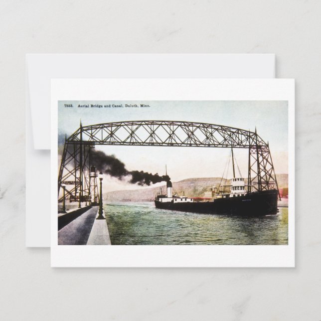 Puente aéreo y Canal, Duluth, Minn. Postal (Anverso)