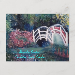 Puente blanco de invitación en jardines deliciosos