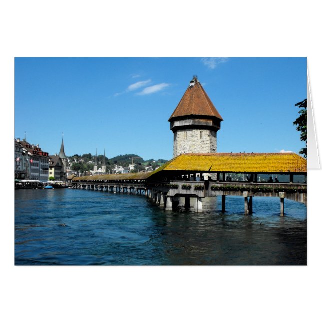 Puente Chapel, Lucerne, tarjeta Suiza (Anverso (Horizontal))