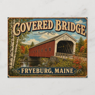 Puente Cubierto en Otoño Fryeburg Maine Postal