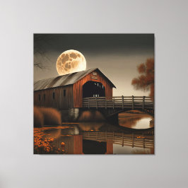 Puente Cubierto Fabuloso y Arte de Lona con Luna