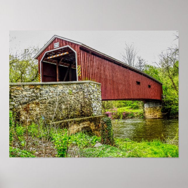 Puente cubierto — impresión de arte _ Lancaster Pa (Frente)