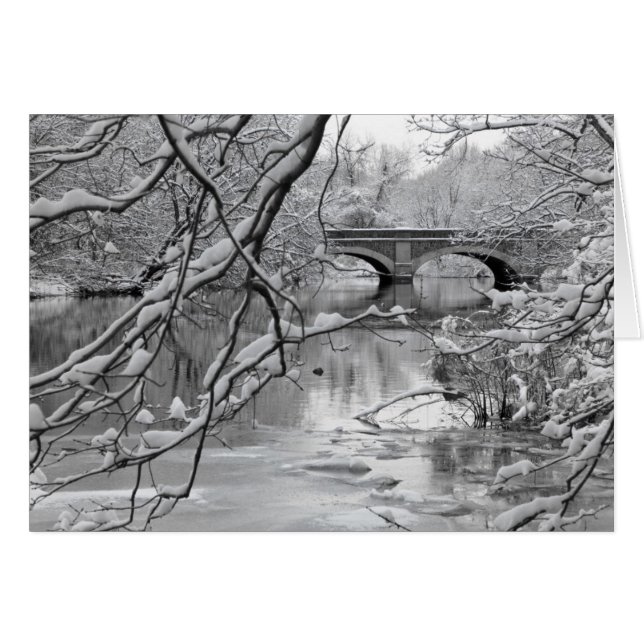 Puente de arco sobre río congelado en invierno (Anverso (Horizontal))