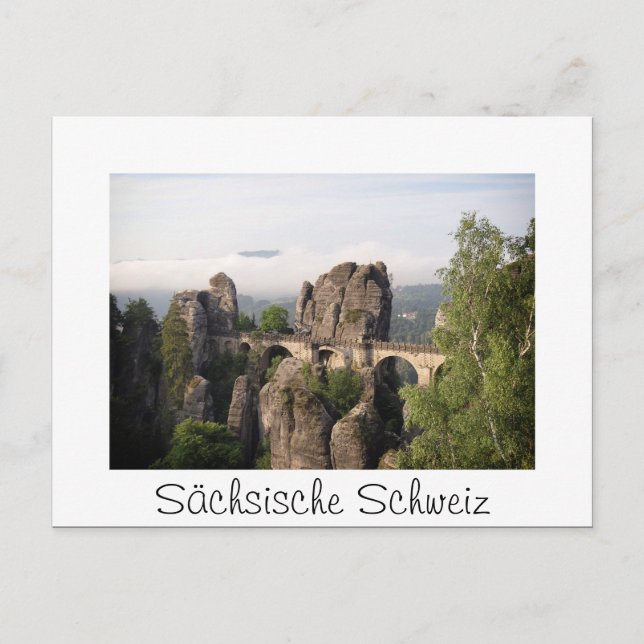 Puente de Bastei en postal blanca Sächsische Schwe (Anverso)