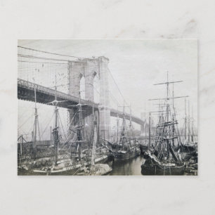 Puente de Brooklyn alrededor de la postal 1883
