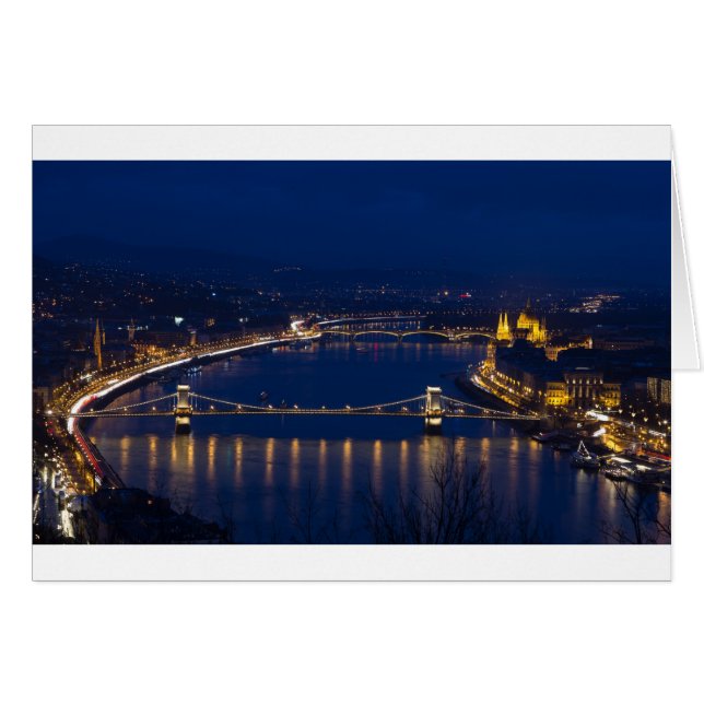 Puente de cadena Hungría Budapest en la noche (Anverso (Horizontal))