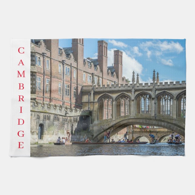 Puente de Cambridge con toalla de té Sighs (Horizontal)