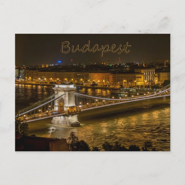 Puente de la cadena Szechenyi, Budapest, postal de (Anverso)