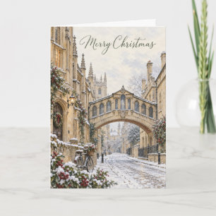 Puente de los Suspiros de Oxford Navidad Acuarela