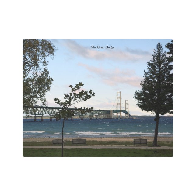 Puente de Mackinac con árboles metálicos de arte e (Anverso)