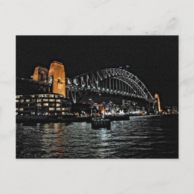 Puente de noche en el puerto de Sydney - Postal de (Anverso)