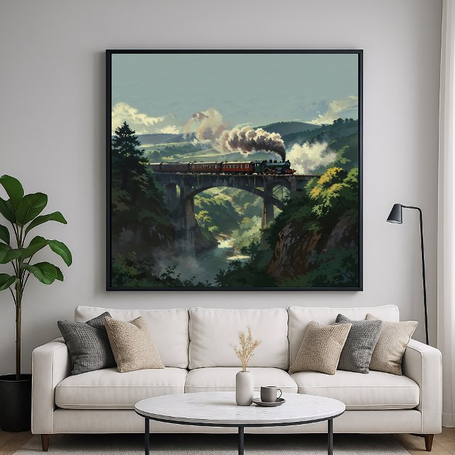 Puente de tren de vapor - Arte paisajístico de est (Subido por el creador)