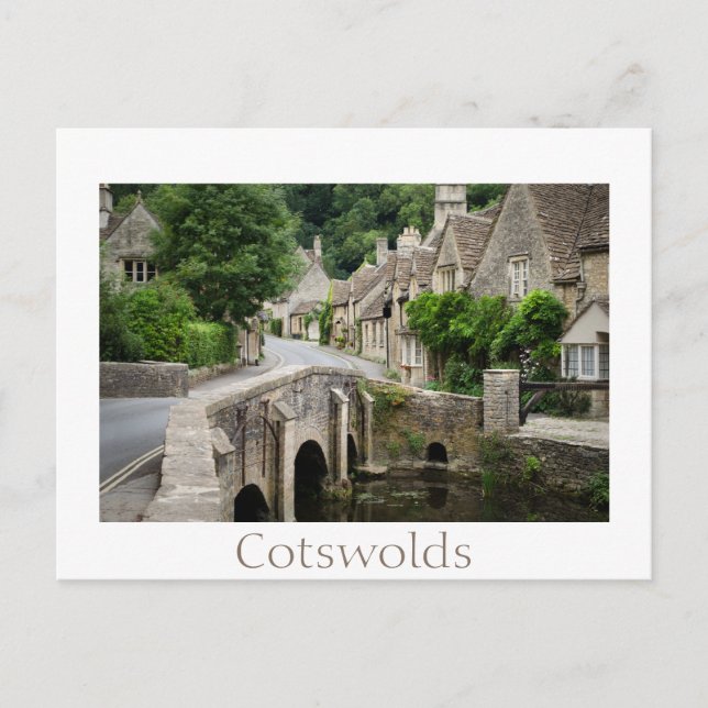 Puente en Castle Combe, postal de texto del Reino  (Anverso)
