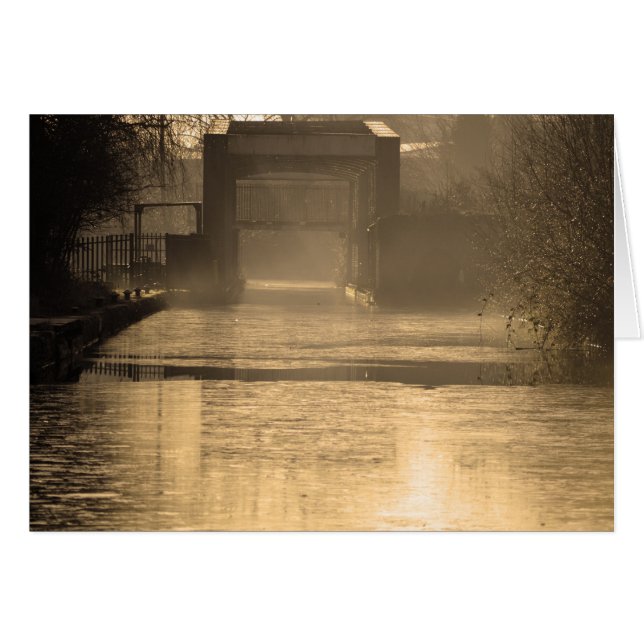 Puente en sol matutino y niebla (Anverso (Horizontal))