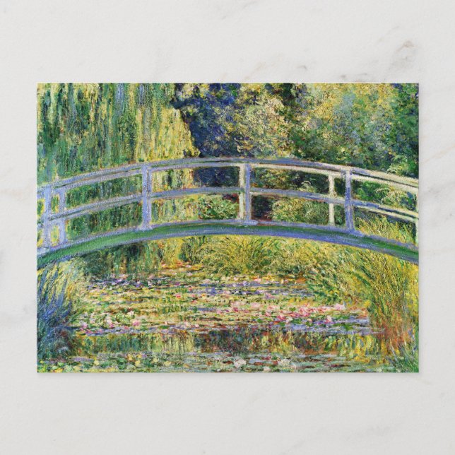Puente japonés de Monet con tarjeta postal de liri (Anverso)