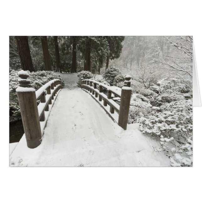 Puente luna cubierta de nieve, Jardín Japonés (Anverso (Horizontal))