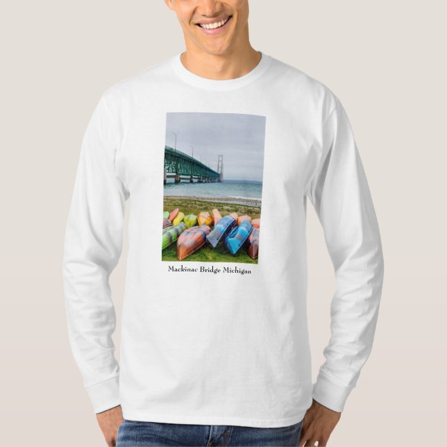 Puente Mackinac Y Camiseta De Larga Manga De Canoa (Anverso)