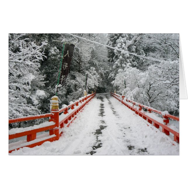 Puente rojo japonés en nieve (Anverso (Horizontal))