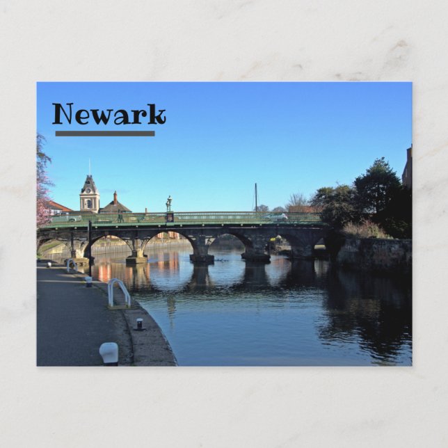 Puente sobre el río Trent en la postal Newark (Anverso)